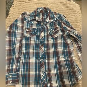 Plains western Shirt in Blue and Brown